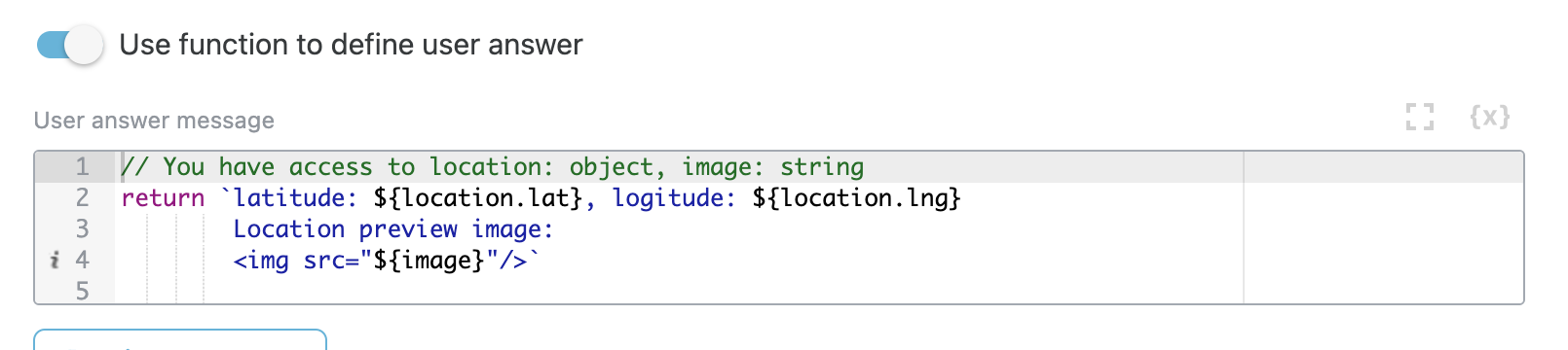 Custom answer step configuration